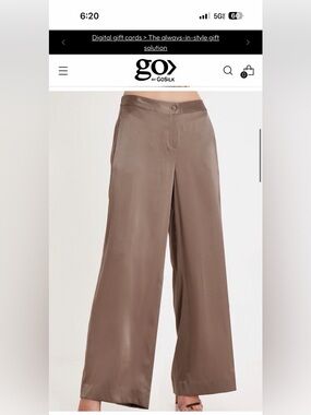 Go By Go Silk Wide-Leg  luxurious silk Trousers in Chino  pants New $455
